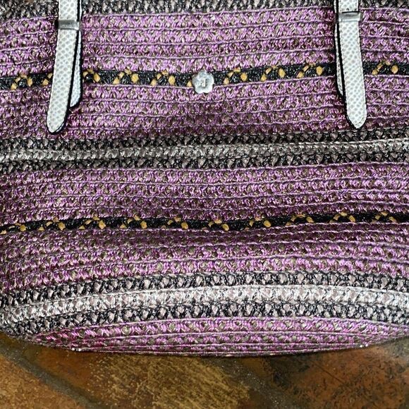 ERIC JAVITS New York purple straw shoulder bag EUC - Picture 12 of 14